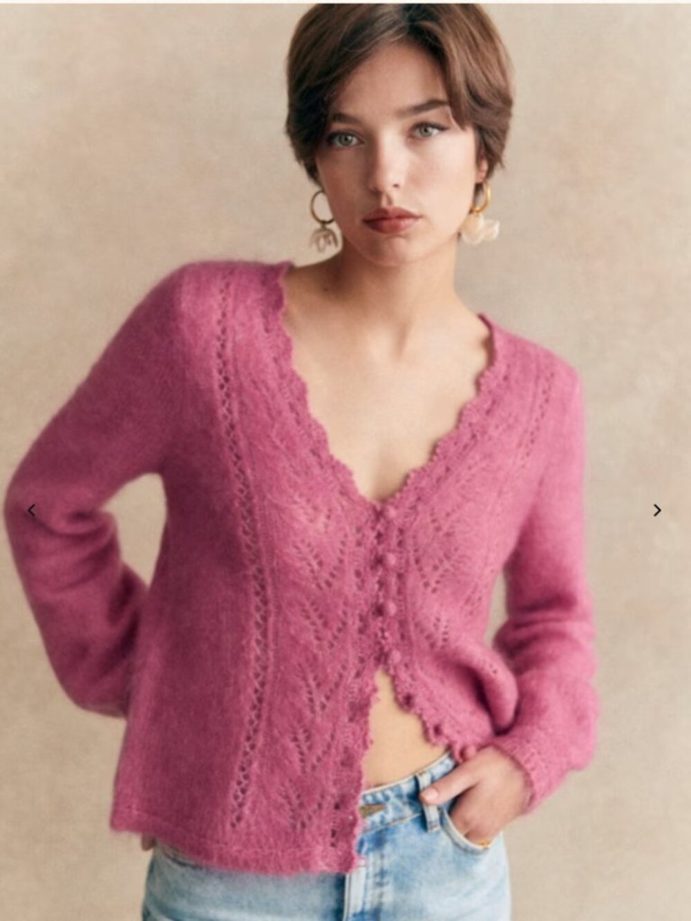 Sezane Angelo cardigan peony size XS